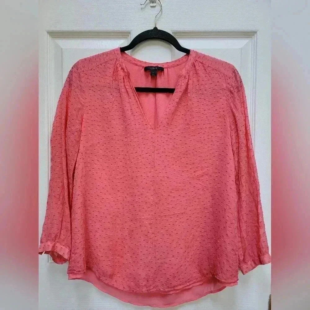 J. Crew Women's Long V Neck Cuffed Sleeves Blouse Size XS
